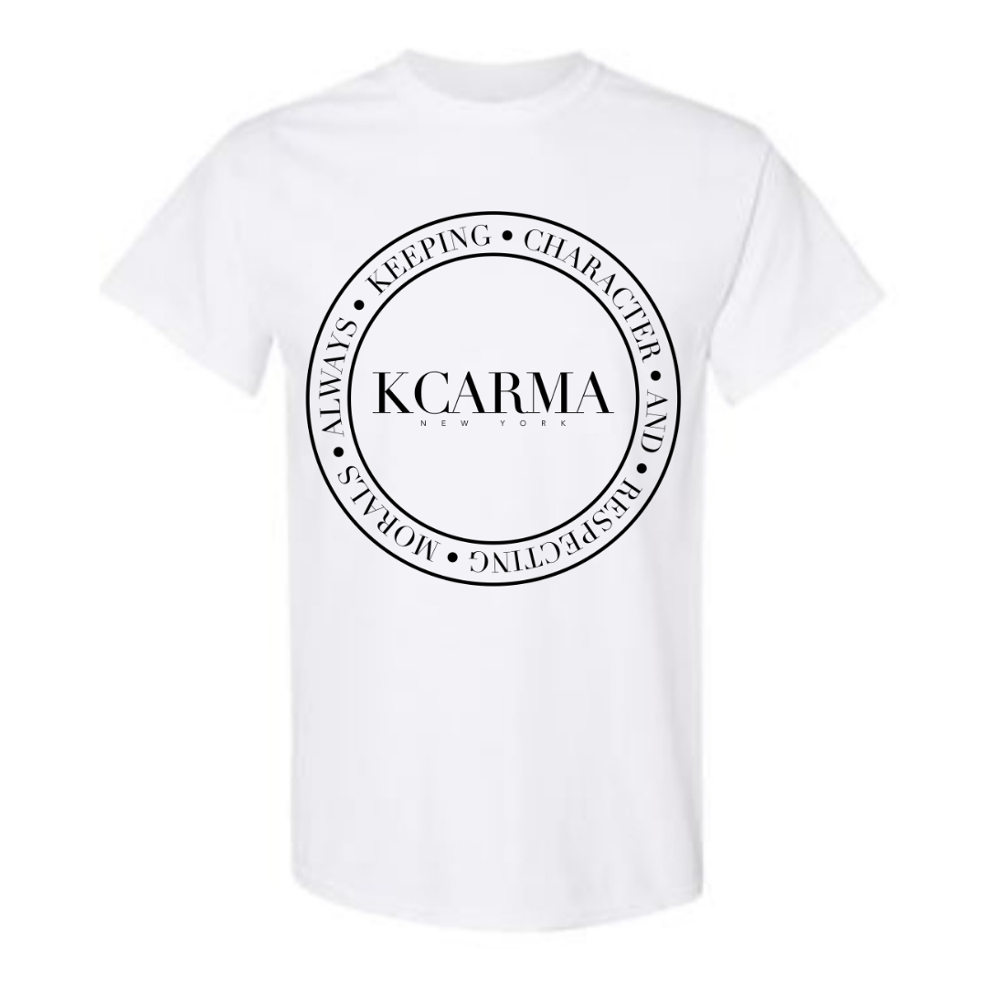 White KCARMA Crest Logo Tee