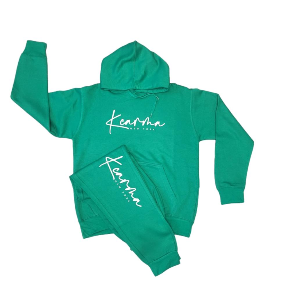 KCARMA Script Sweatsuit Green x White